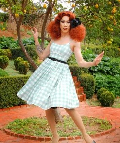 LBHM Final Sale - Jenny Dress In Sage Green Gingham Print Crepe | Laura Byrnes & Hope Morrison