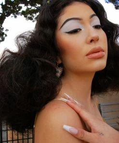 Ole - FashionGo What's New, Pussycat? Evil Eye Ruby & Azure Rhinestone Crystal Pave Heart Earrings