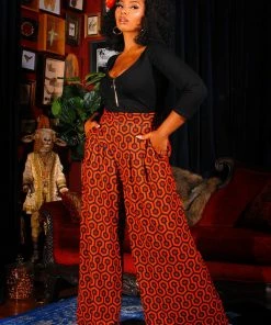 Dietrich Trousers In Hotel Hexagon Print 32" Inseam | Laura Byrnes Designs