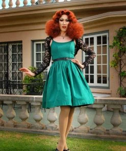 Final Sale - Jenny Vintage Swing Dress In Emerald Green | Pinup Couture