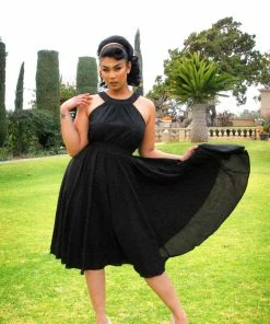 Pinupgirlclothing.com Maybelle Gathered Swing Dress In Solid Black | Laura Byrnes 9 Pinupgirlclothing.com Maybelle Gathered Swing Dress In Solid Black | Laura Byrnes