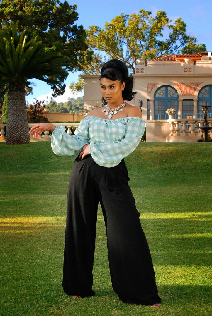 LBHM Final Sale - Sylvie Long Sleeve Peasant Top In Sage Gingham Print | Laura Byrnes & Hope Morrison 4 LBHM Final Sale - Sylvie Long Sleeve Peasant Top In Sage Gingham Print | Laura Byrnes & Hope Morrison