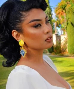 What's New, Pussycat? Lemon And Tile Capri Statement Earrings | The Tile Style