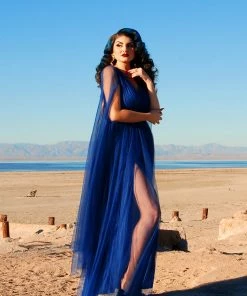 Rubber Ducky Gothic Glamour Bombshell Gown In Blue With Floor Length Sheer Cape Sleeves What's New, Pussycat? 15 Rubber Ducky Gothic Glamour Bombshell Gown In Blue With Floor Length Sheer Cape Sleeves What's New, Pussycat?