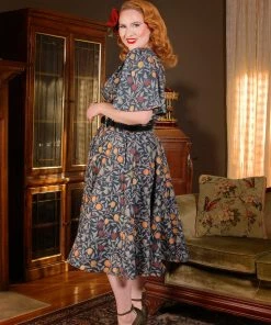 LBHM Final Sale - Doris Vintage Swing Skirt In Night In Eden Fruit Print | Laura Byrnes & Hope Morrison