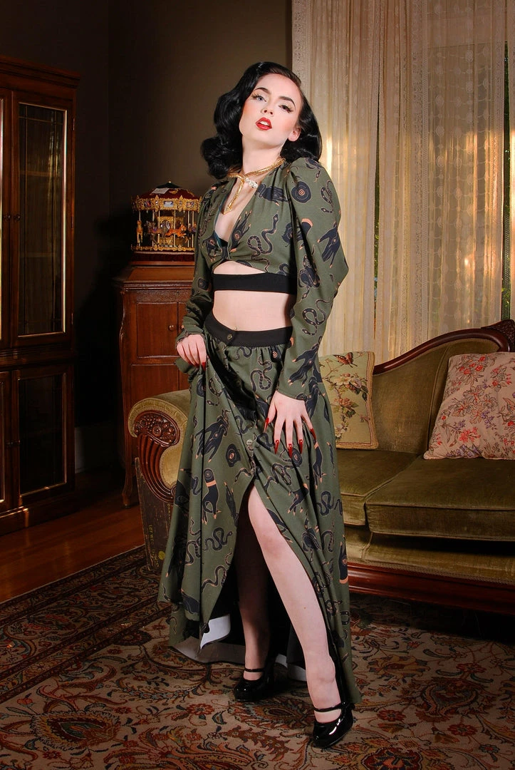 LBHM Selene Button Front Midi Skirt In Garden Of Eden Snake Print | Laura Byrnes & Hope Morrison 8 LBHM Selene Button Front Midi Skirt In Garden Of Eden Snake Print | Laura Byrnes & Hope Morrison