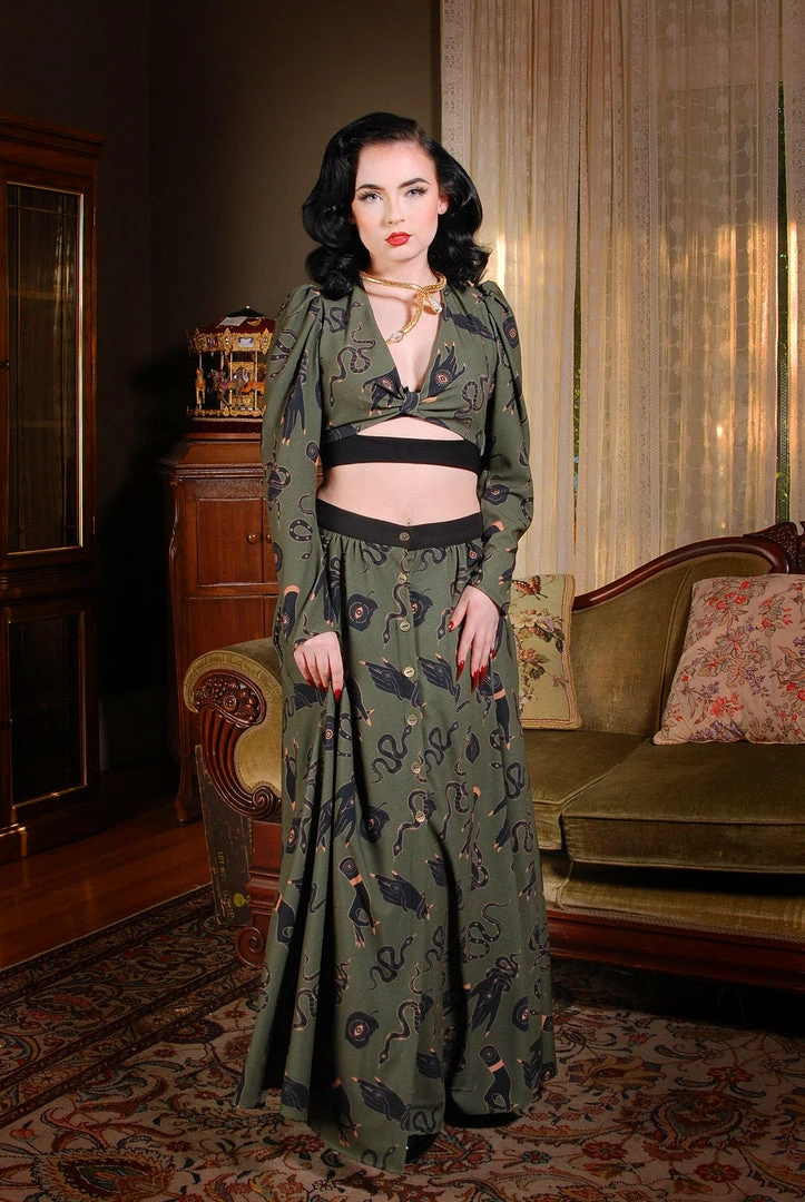 LBHM Selene Button Front Midi Skirt In Garden Of Eden Snake Print | Laura Byrnes & Hope Morrison 9 LBHM Selene Button Front Midi Skirt In Garden Of Eden Snake Print | Laura Byrnes & Hope Morrison