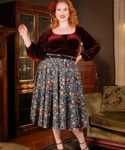 LBHM Final Sale - Doris Vintage Swing Skirt In Night In Eden Fruit Print | Laura Byrnes & Hope Morrison
