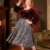 Pinup Girl Clothing Shop All In-Stock Items By Size Final Sale - Swann Long Sleeve Peasant Top In Burgundy Stretch Velvet | Pinup Couture