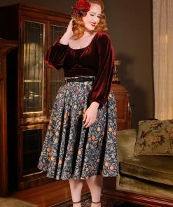 LBHM Final Sale - Doris Vintage Swing Skirt In Night In Eden Fruit Print | Laura Byrnes & Hope Morrison