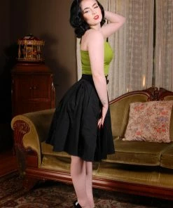 Pinup Couture Final Sale - Trixie Top In Olive | Laura Byrnes Shop All In-Stock Items By Size