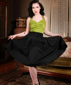 Pinup Couture Shop All In-Stock Items By Size Final Sale - Trixie Top In Olive | Laura Byrnes