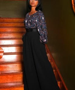 LBHM Final Sale - Sylvie Long Sleeve Peasant Top In Halloween Skull Lace Print | Laura Byrnes & Hope Johnstun