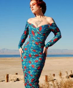 LBHM Monica Wiggle Dress In Red & Blue Poppies Print | Laura Byrnes & Hope Morrison