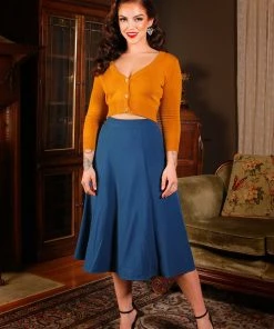 Laura Byrnes Design Viva 40s Tulip Skirt In Ink Blue Crepe | Laura Byrnes