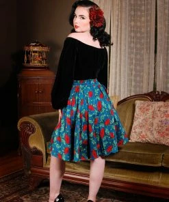 Pinup Girl Clothing Swann Long Sleeve Peasant Top In Black Stretch Velvet | Pinup Couture