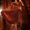 Laura Byrnes Design Shop All In-Stock Items By Size Final Sale - Monica Vintage Inspired Swing Dress In Rose Gold Velvet | Laura Byrnes