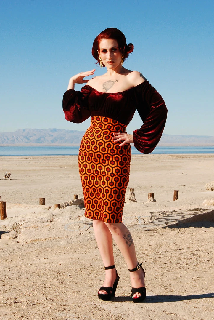 Vintage High Waist Pencil Skirt In Hotel Hexagon Sateen | Laura Byrnes Design 3 Vintage High Waist Pencil Skirt In Hotel Hexagon Sateen | Laura Byrnes Design