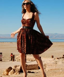 Vera Vintage Swing Dress In Leopard Print Cotton Sateen | Deadly Dames