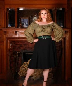 LBHM Shop All In-Stock Items By Size Final Sale - Swann Long Sleeve Peasant Top In Gold Medallions | Laura Byrnes & Hope Morrison