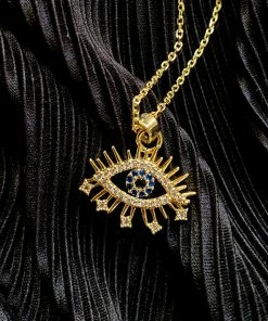 Qingdao Singsun Crafts Co - Alibaba Eye Of Providence Necklace In Faux Gold & Sapphire What's New, Pussycat?