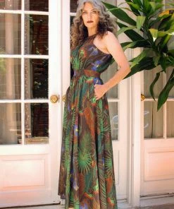 Laura Byrnes Design Final Sale - Maybelle Maxi Dress In Venus Fly(ing Monkey) Trap Print | Laura Byrnes