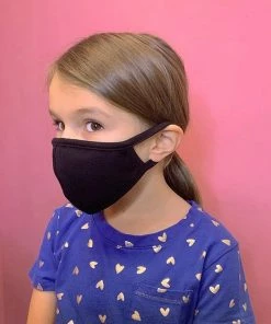 Lemon Tree Under $60 Social Distancing Fabric Mask - Kids 4+ Years - Solid Black Cotton Knit Child Size Face Mask