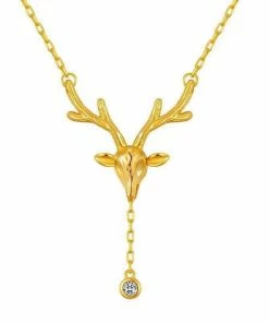 Qingdao Singsun Crafts Co - Alibaba Stag Jeweled Pendant Necklace In Faux Gold What's New, Pussycat?