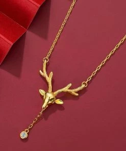 Qingdao Singsun Crafts Co - Alibaba Stag Jeweled Pendant Necklace In Faux Gold What's New, Pussycat?