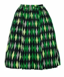 Bella Vintage Gathered Swing Skirt In Green House Harlequin | Pinup Couture What's New, Pussycat?
