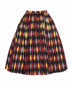Bella Vintage Gathered Swing Skirt In Burgundy And Gold House Harlequin | Pinup Couture