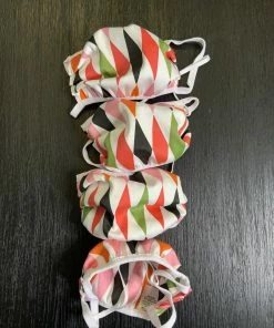 Pinup Girl Clothing Final Sale - Social Distancing Fabric Masks - Set Of 4pcs - Adult - Style #1 - White OG Harlequin Cotton Sateen