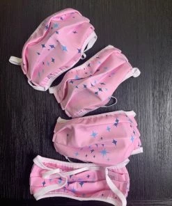 Pinup Girl Clothing Final Sale - Social Distancing Fabric Face Masks - Set Of 4pcs - Style #1 - Adult - Pink Sparkle Cotton Sateen
