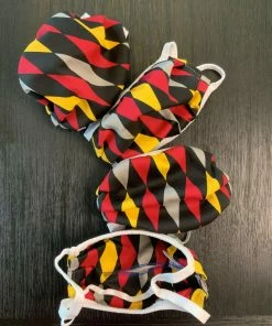 Pinup Girl Clothing Social Distancing Fabric Masks - Set Of 4pcs - Adult - Style #1 - Red House Harlequin Cotton Sateen What's New, Pussycat?