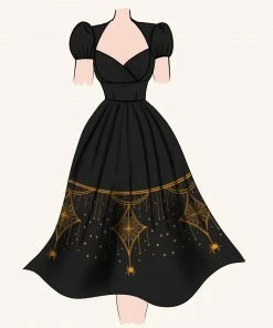 LBHM Shop All In-Stock Items By Size Final Sale - The Grace Vintage Cocktail Dress In Black & Gold Deco Spiderweb Print | Laura Byrnes & Hope Morrison 11 LBHM Shop All In-Stock Items By Size Final Sale - The Grace Vintage Cocktail Dress In Black & Gold Deco Spiderweb Print | Laura Byrnes & Hope Morrison