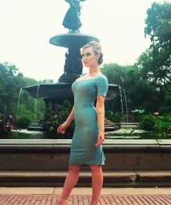 Priscilla 60s Wiggle Dress In Sky Blue Stretch Bengaline | Pinup Couture What's New, Pussycat?