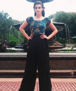 LBHM What's New, Pussycat? Classic Peasant Top In Teal Spanish Fans Cotton Sateen | Laura Byrnes & Hope Johnstun 5 LBHM What's New, Pussycat? Classic Peasant Top In Teal Spanish Fans Cotton Sateen | Laura Byrnes & Hope Johnstun