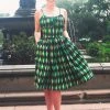 Shop All In-Stock Items By Size Final Sale - Ella Vintage Style Sun Dress In House Harlequin Green Cotton Sateen | Pinup Couture 2 Shop All In-Stock Items By Size Final Sale - Ella Vintage Style Sun Dress In House Harlequin Green Cotton Sateen | Pinup Couture