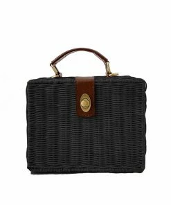 Everina Cherry Hill Natural Rattan Crossbody Bag In Black Shop All In-Stock Items By Size