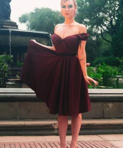 Final Sale - Natalie Dress In Garnet Crepe | Pinup Couture Shop All In-Stock Items By Size