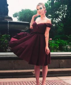 Final Sale - Natalie Dress In Garnet Crepe | Pinup Couture Shop All In-Stock Items By Size