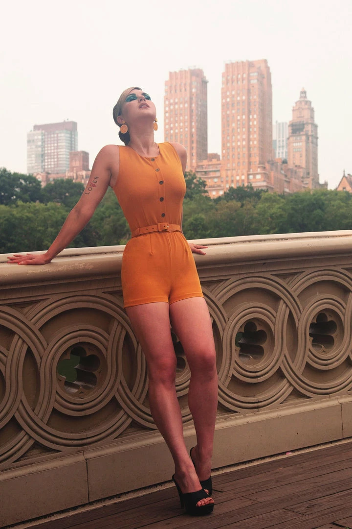 Edie Playsuit In Mustard Stretch Gabardine | Laura Byrnes Design What's New, Pussycat? 3 Edie Playsuit In Mustard Stretch Gabardine | Laura Byrnes Design What's New, Pussycat?