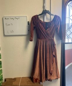 Pinup Girl Clothing Shop All In-Stock Items By Size OYS - Monica Swing In Rose Gold Velvet - L65