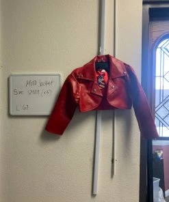 Pinup Girl Clothing OYS - Red Faux Leather Cropped Moto Jacket - L67 Shop All In-Stock Items By Size
