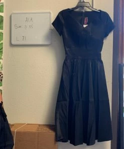 Pinup Girl Clothing Shop All In-Stock Items By Size OYS - Ava Swing Dress In Black Taffeta - L71