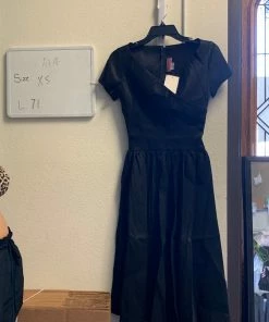 Pinup Girl Clothing OYS - Ava Swing Dress In Black Taffeta - L71