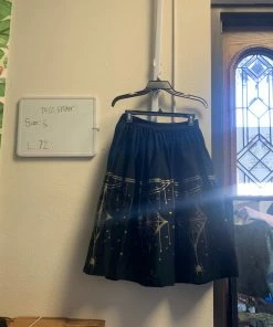 Pinup Girl Clothing OYS - Bella Skirt In Black And Gold Deco Spider - L72