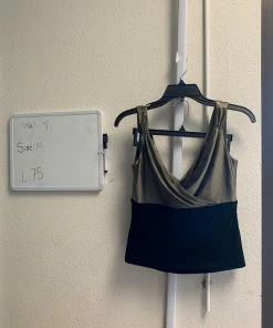 Pinup Girl Clothing OYS - Black Velvet And Olive Satin Crop Top - L75