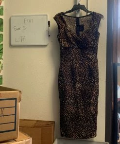 Pinup Girl Clothing Shop All In-Stock Items By Size OYS - Erin Wiggle Dress In Leopard - L77