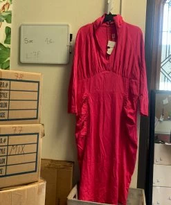 Pinup Girl Clothing Shop All In-Stock Items By Size OYS - Pink Collared Wiggle Dress In Ponte - L78